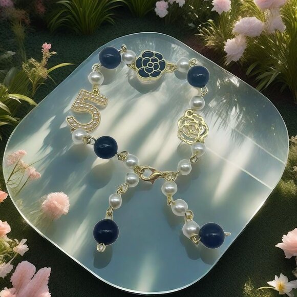 Pearl Camellia Fashion Bracelet Women Gold Chain Vintage Jewelry Gift - Picture 3 of 6